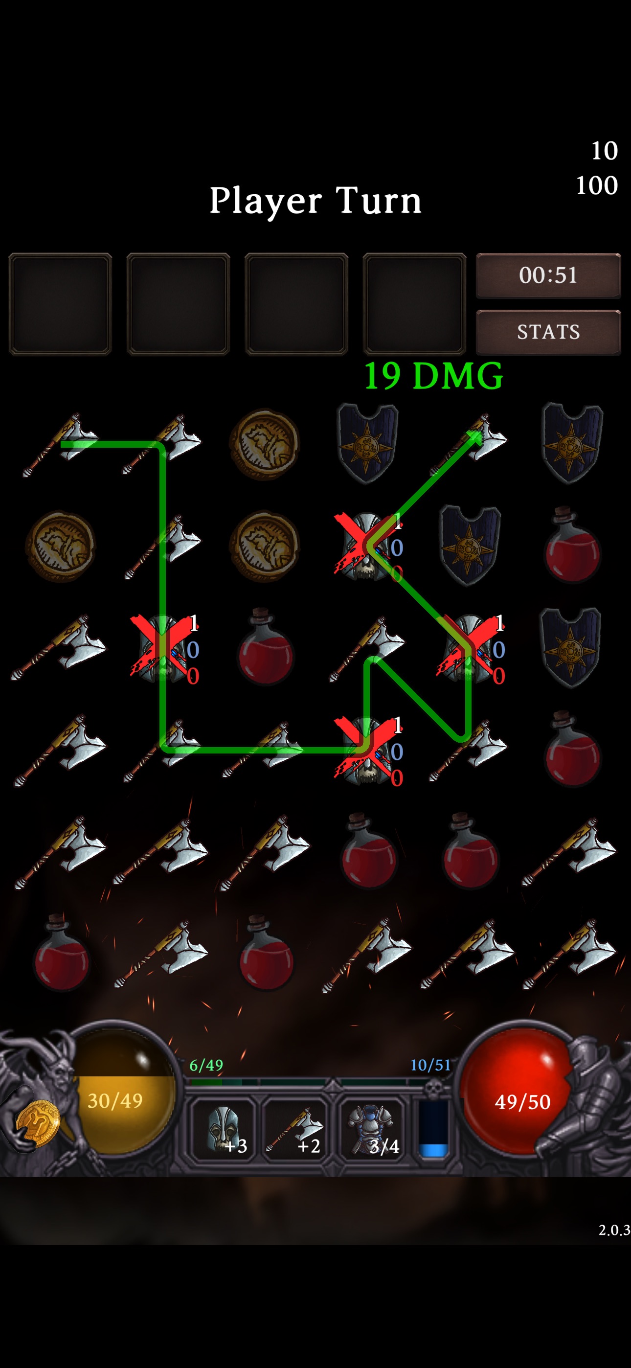Dungeon Tracer：纵向格盘；把剑与敌人等符号连成路径来结算行动。