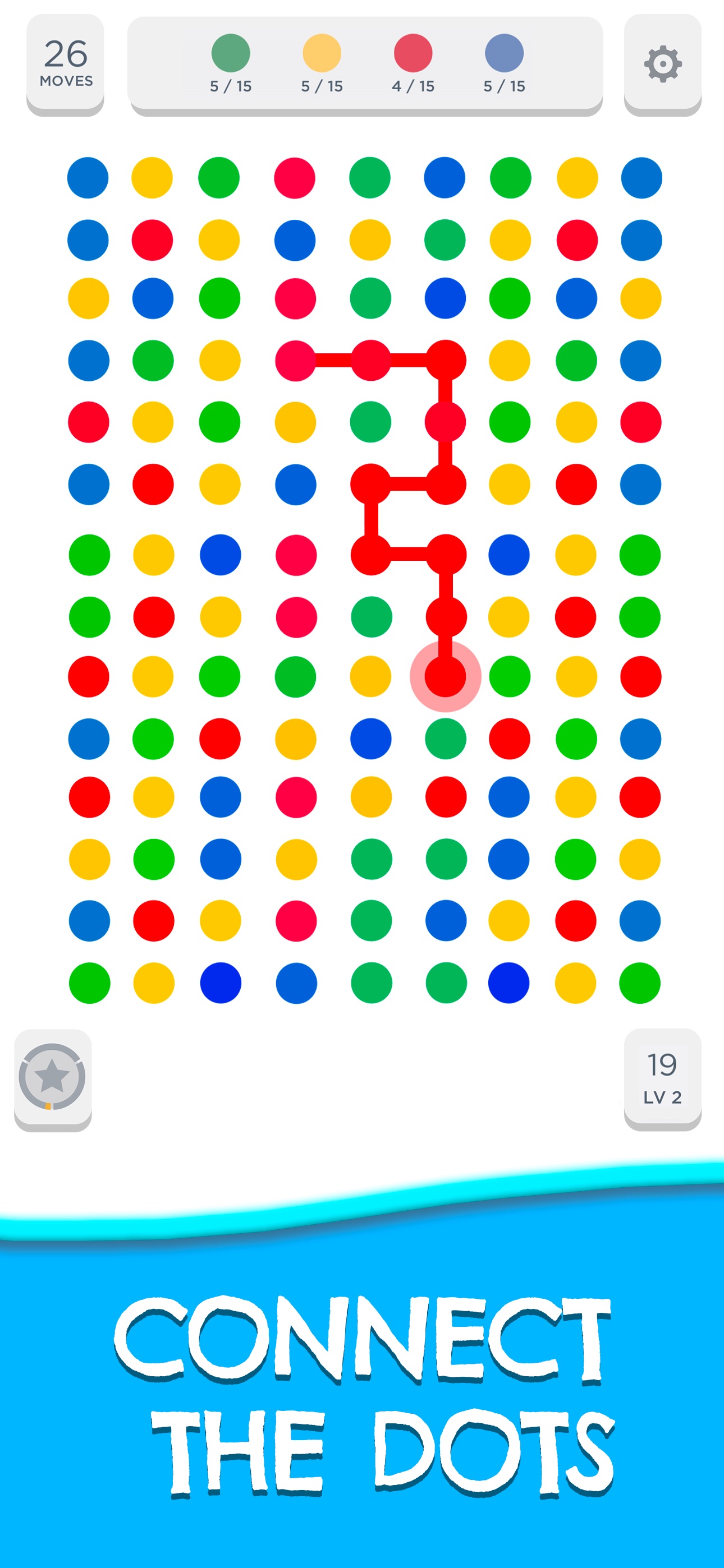 Two Dots：在点阵中连续连接同色圆点，完成目标色收集；有限步数与特殊障碍构成关卡约束。