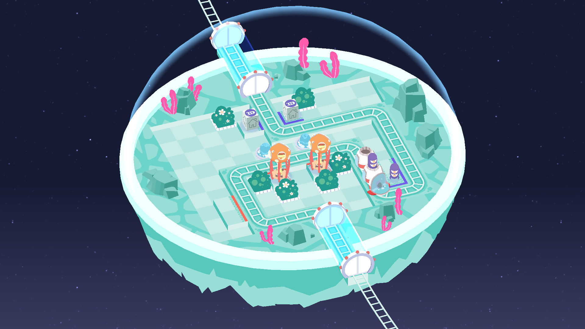 Cosmic Express：在小型空间站棋盘中规划一条火车路线，依次接送不同外星居民；单节车厢的容量让上下客顺序成为限制。