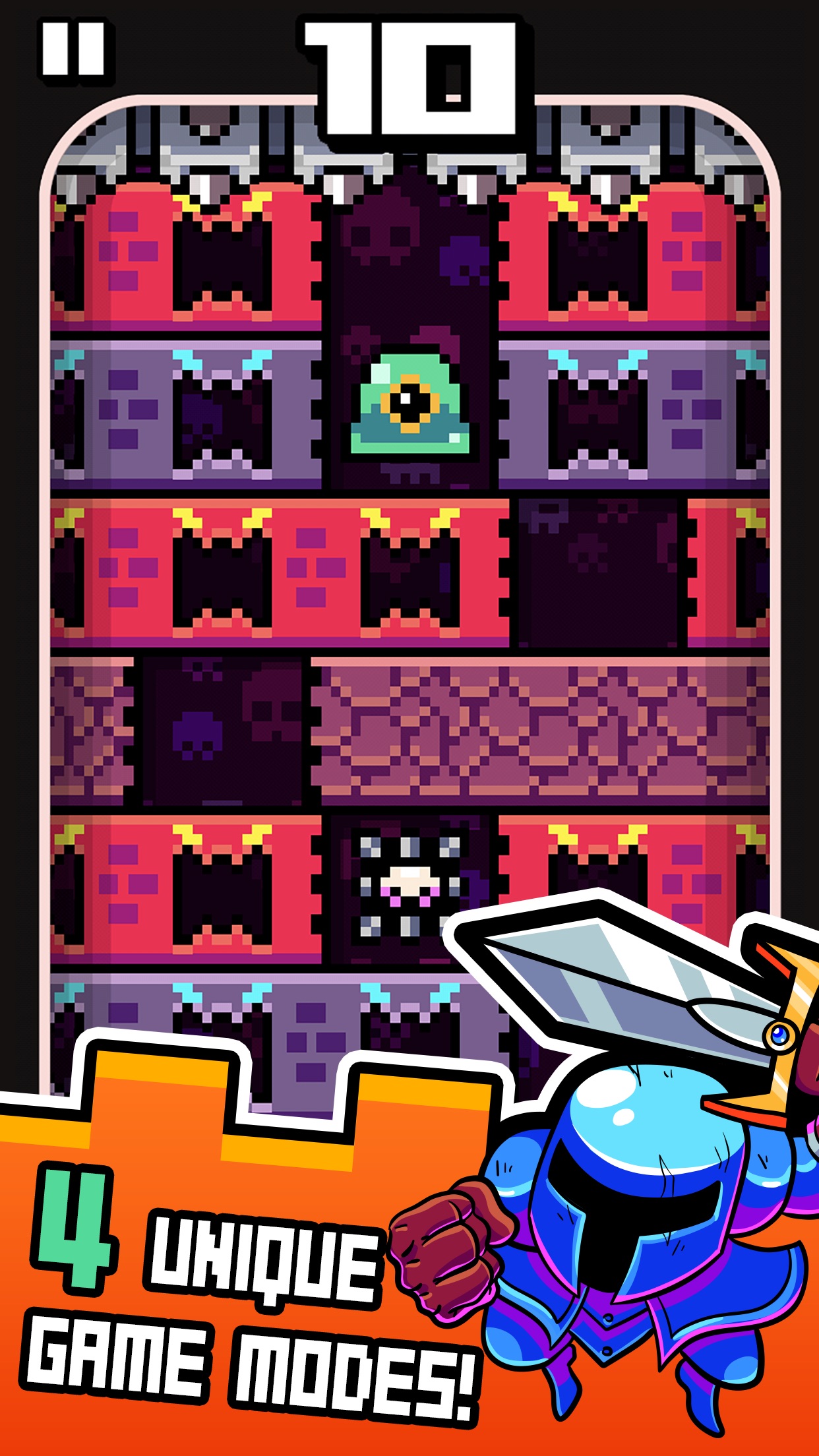 Dungeon Drop：左右滑动地牢的整层墙体，让各层缺口对齐，带领角色持续向下坠落，同时避开怪物与陷阱。