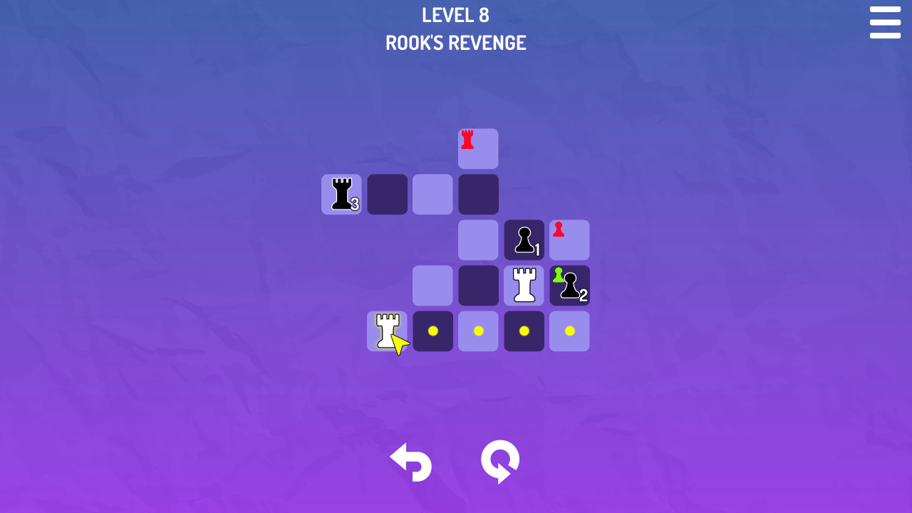 SokoChess：残缺正交棋盘上操控白棋推动黑棋到指定格，黑棋的吃子威胁限制推送位置。