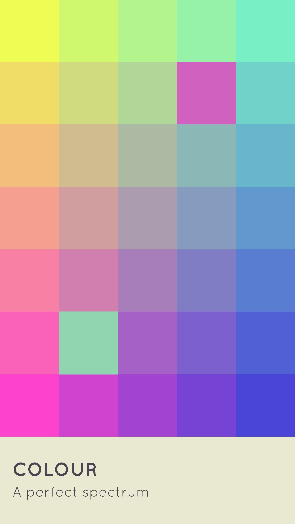 I Love Hue：把被打乱的彩色方格交换到正确位置，恢复行列之间连续的色相与明度渐变。
