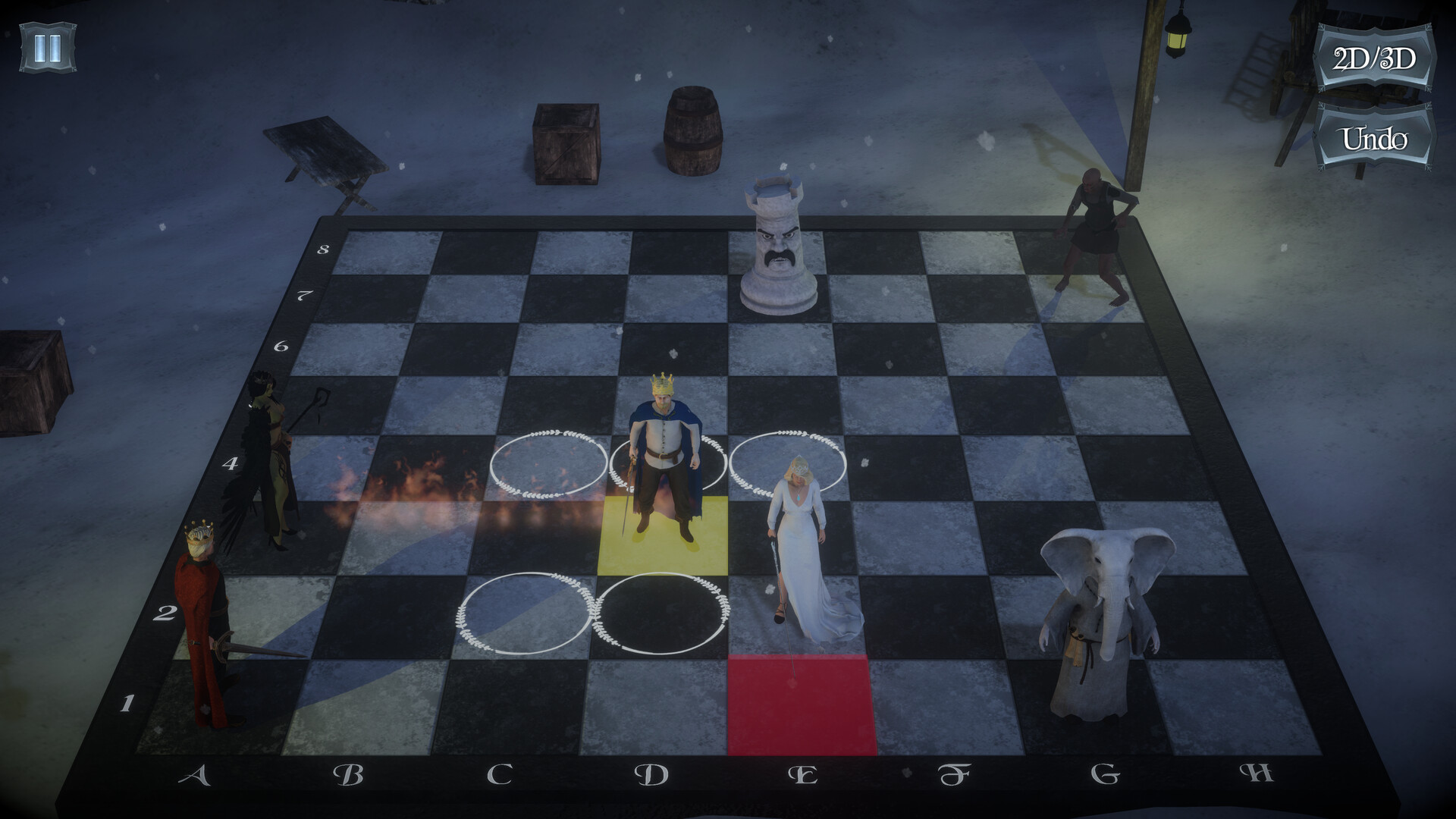 Pawn of the Dead：黑白格棋盘承载双方棋子，不对称局面和棋子位置关系构成主要战斗信息。