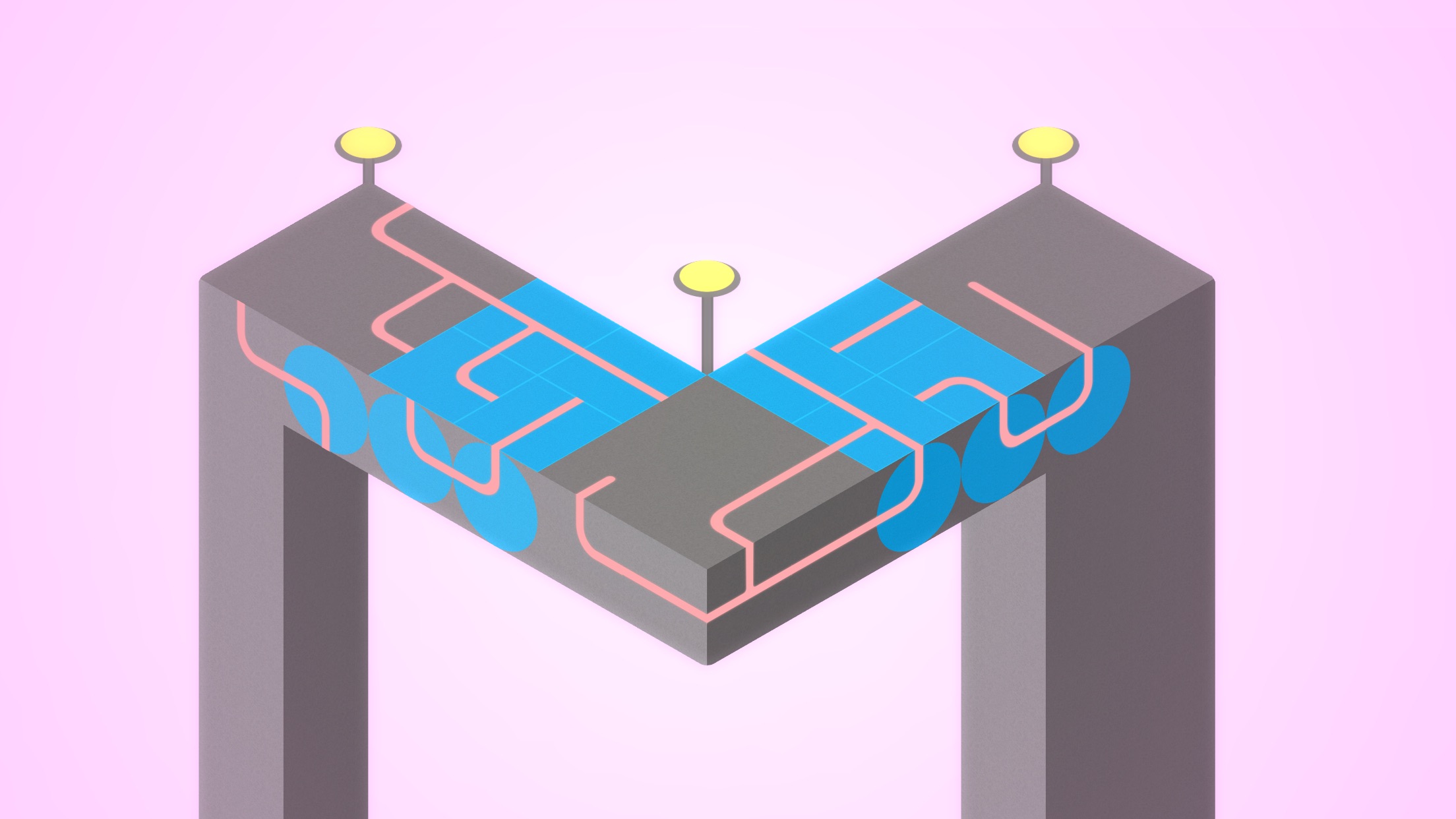 klocki：带有线路的方块表面组成小型棋盘；交换或转动图块，把断开的线连接完整。