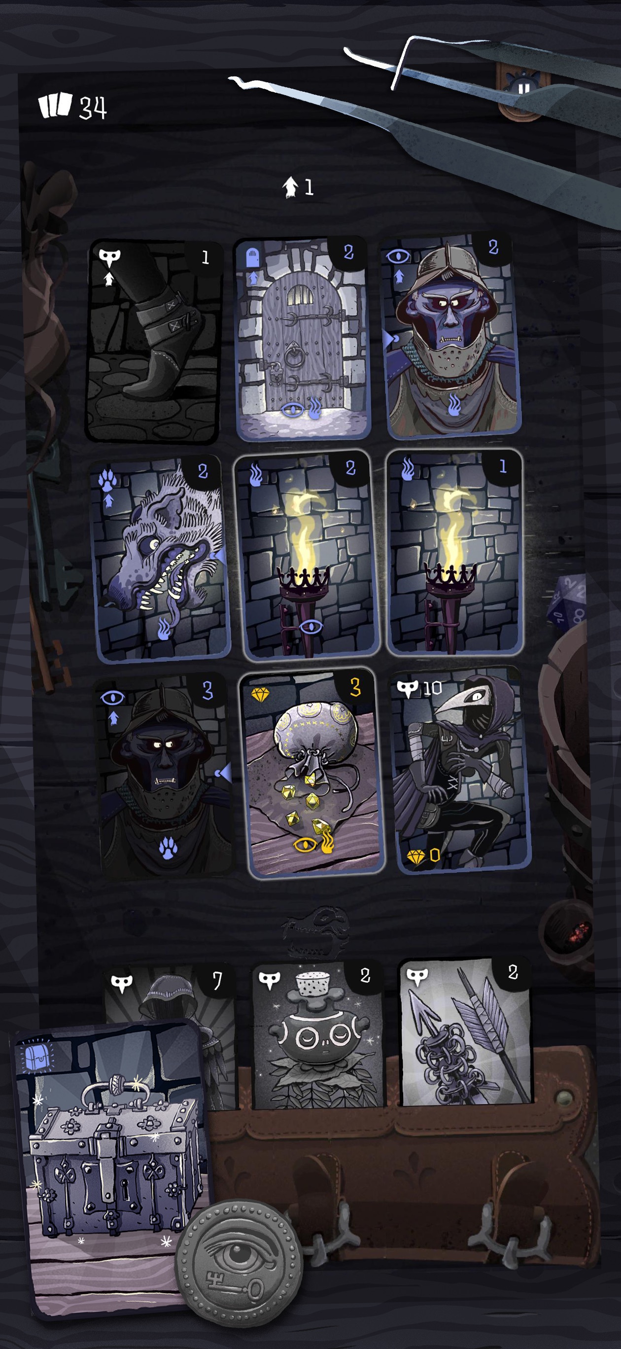 Card Thief：九宫格潜行卡牌；路径、光照与敌人朝向共同限制移动。