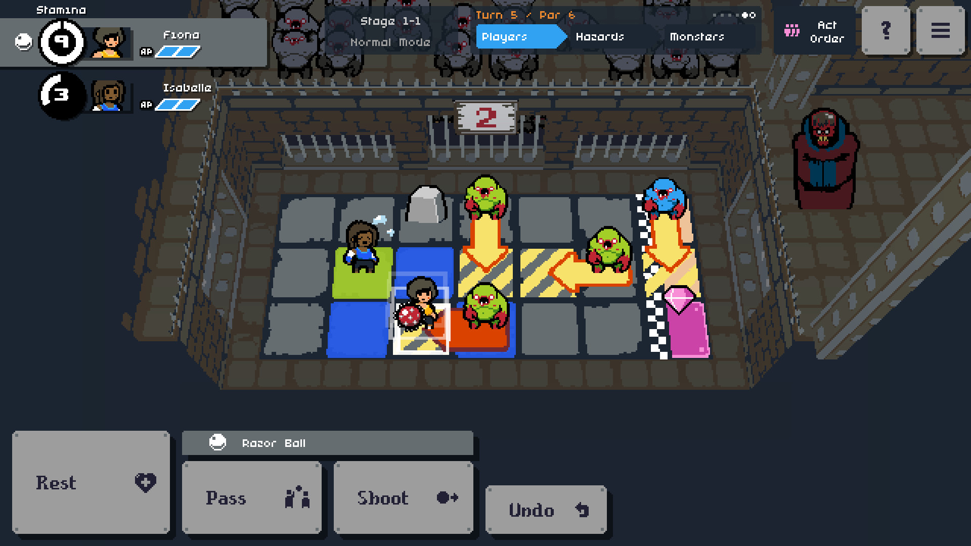 Dungeon Deathball：小型方格竞技场，把球类目标与逐回合走位、敌人攻击预告结合。