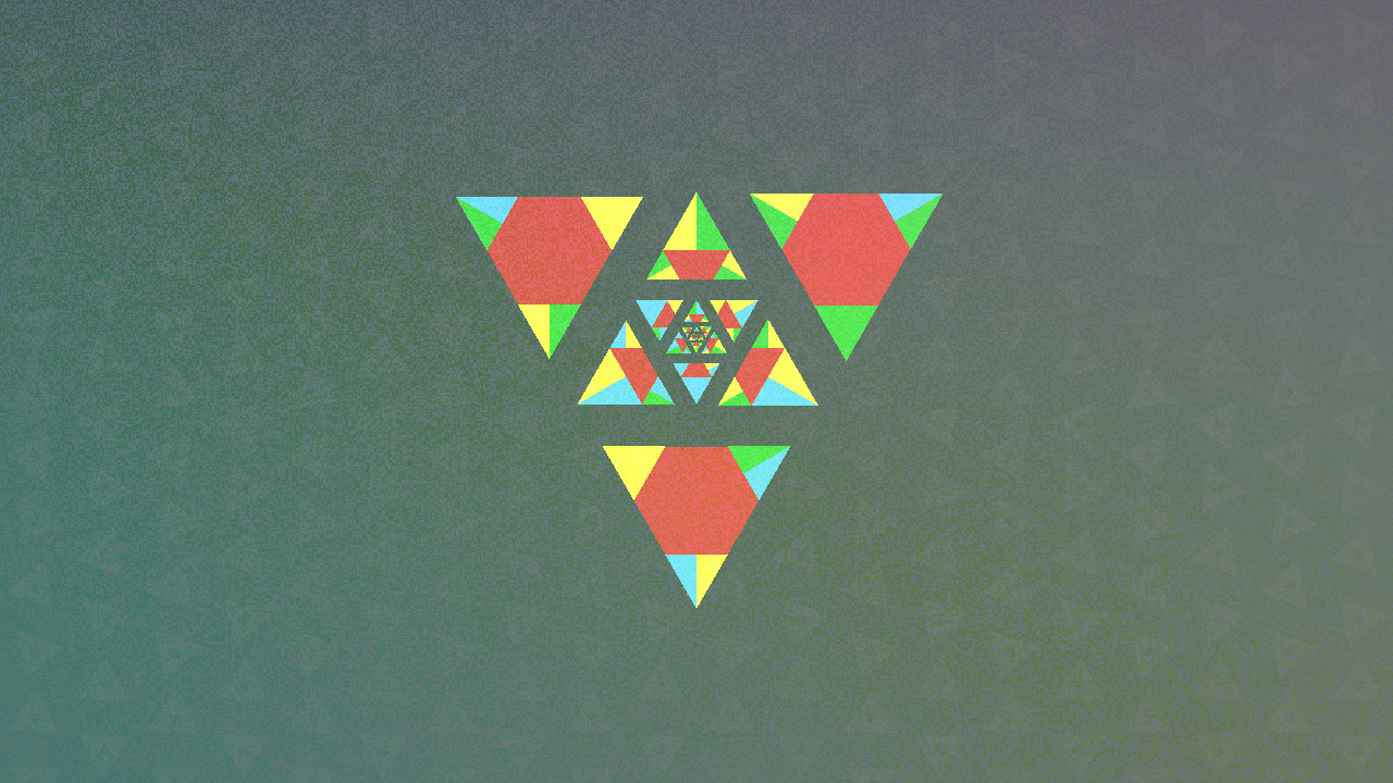 YANKAI'S TRIANGLE：三角形拼块以顶点颜色与方向匹配，保留大三角中嵌套小三角的结构与相邻连接。